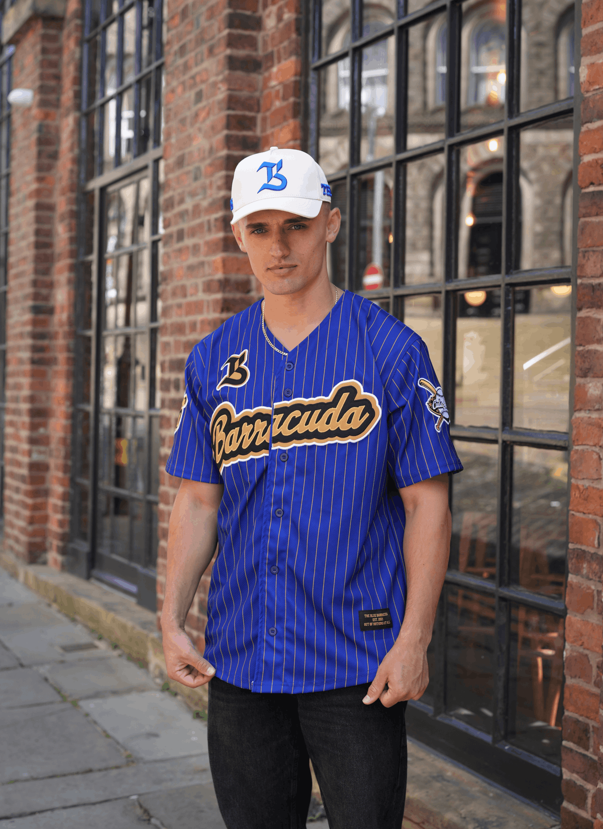 Blue Barracuda 46 Baseball Jersey