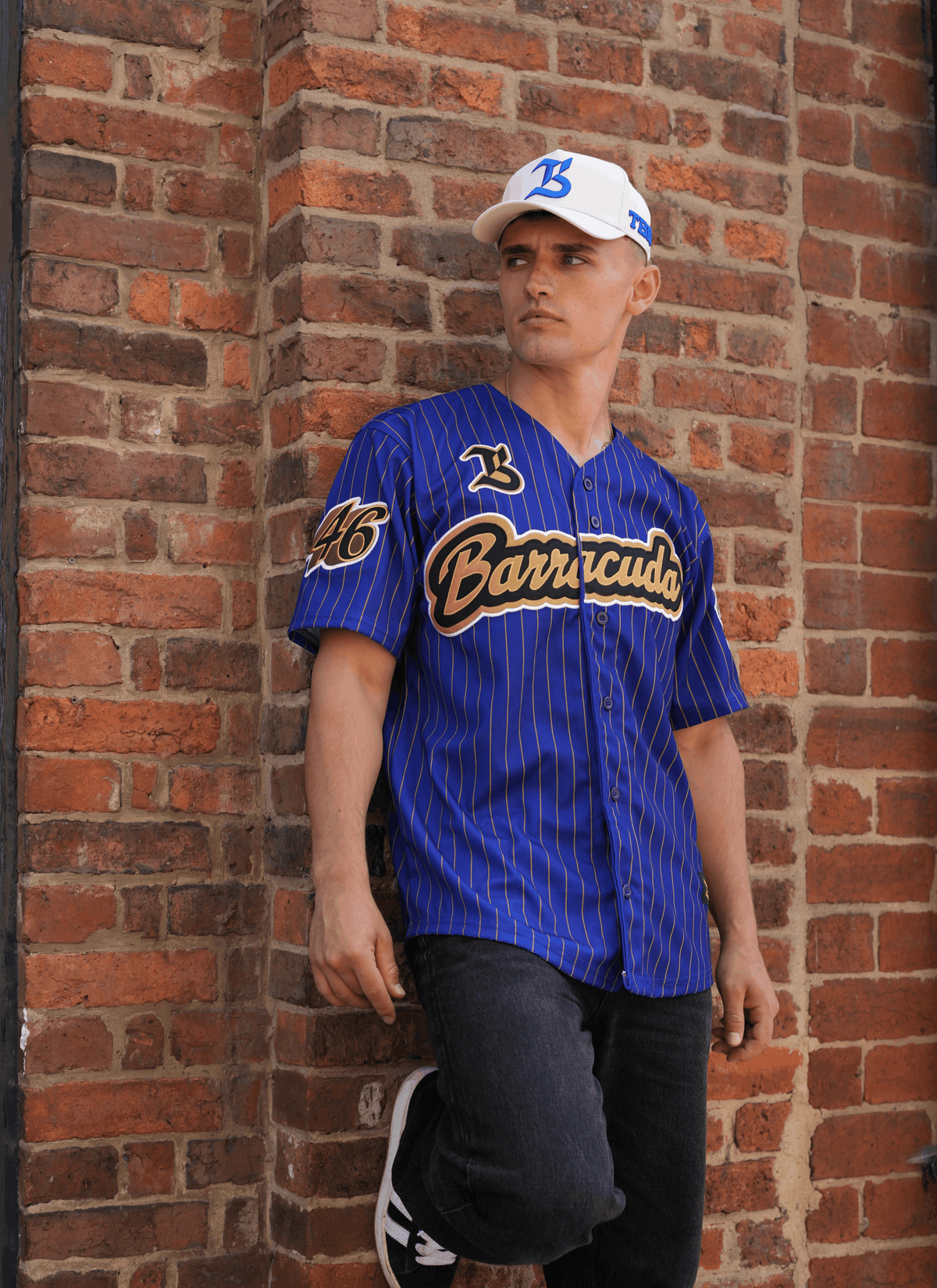 Blue Barracuda 46 Baseball Jersey