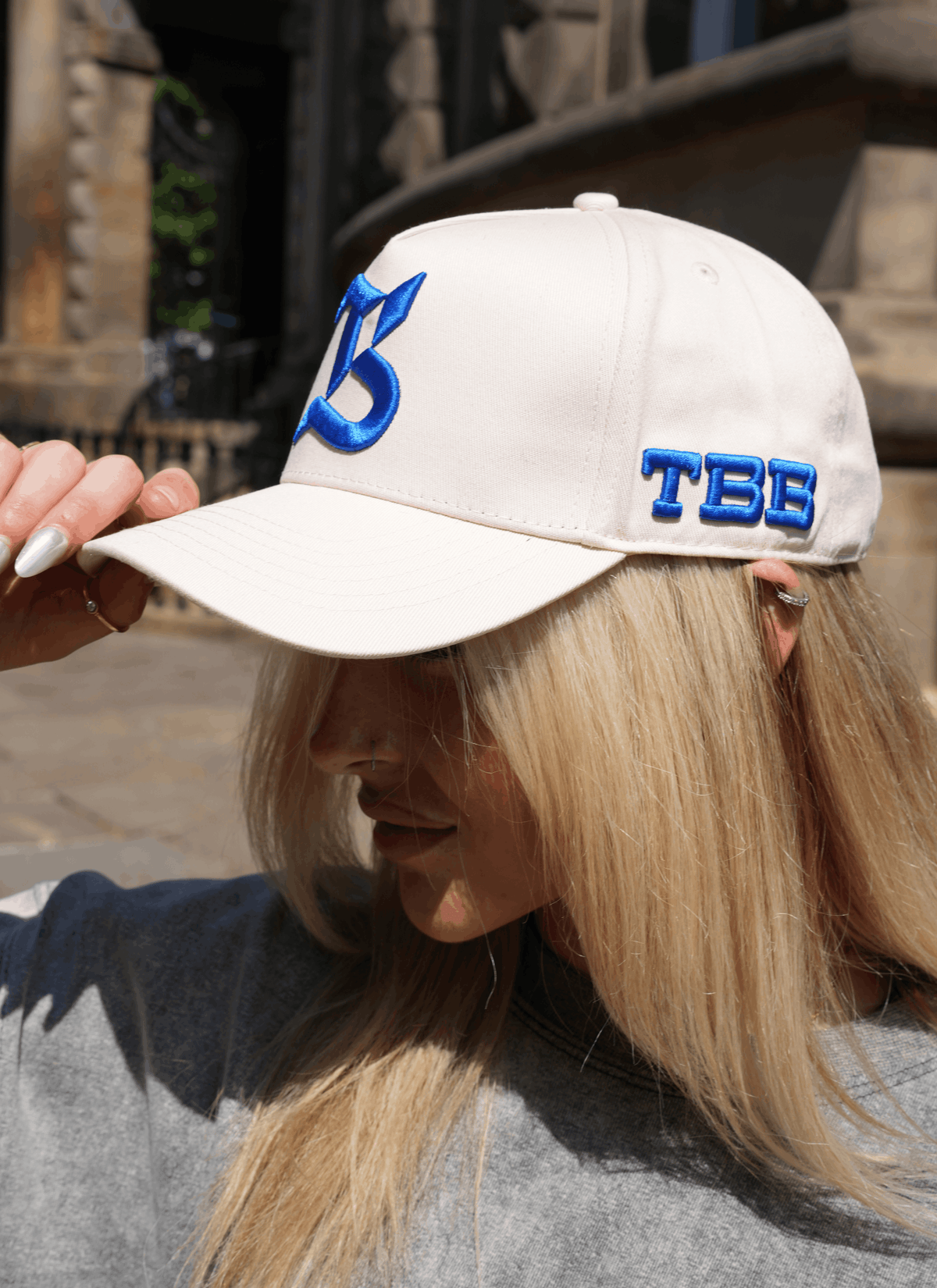 The Blue Barracuda Signature Cap – Cream & Royal Blue Snapback