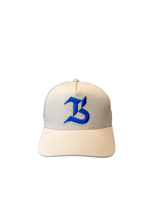 The Blue Barracuda Signature Cap – Cream & Royal Blue Snapback